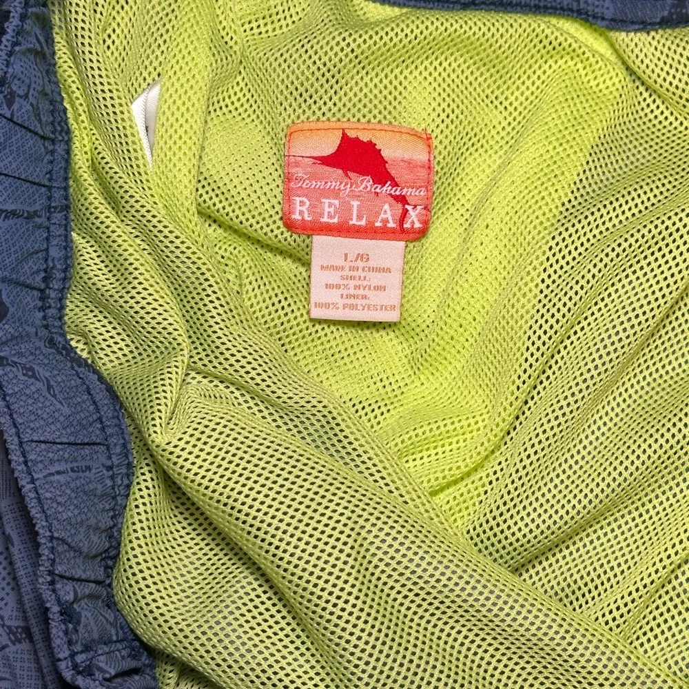 Tommy Bahama Blue Swim Shorts with Netting (Some Fading) (Size: Large)